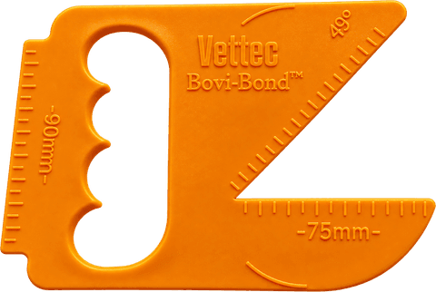 Verificador de cascos Vettec Bovi-Bond para conferir ângulo e equilíbrio do casco
